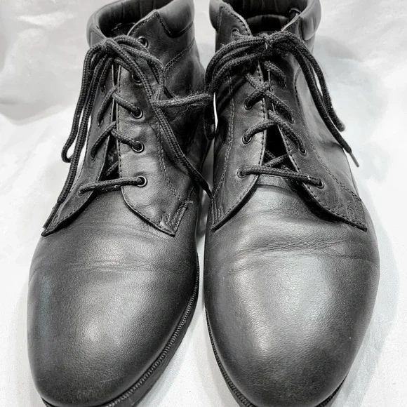 DanexX Women Vintage Black Leather Lace up Ankle Boots Comfy Durable size 9W - Picture 5 of 9